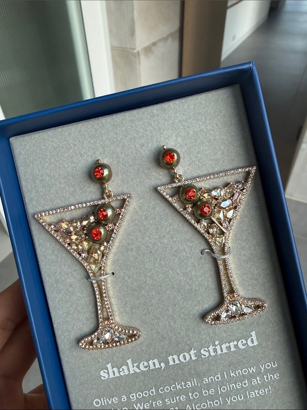 BaubleBar Olive and Red Martini Glass Drop Earrings